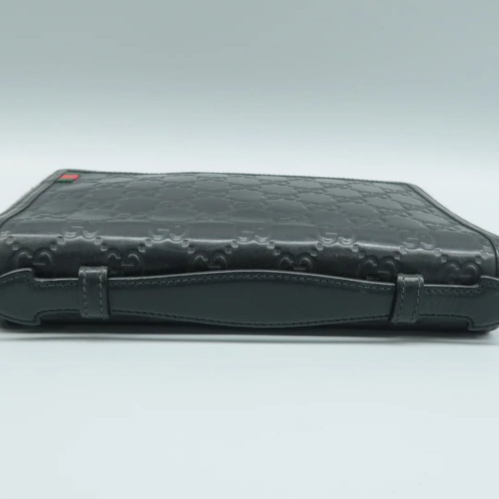 100% Authentic Gucci GG Black Leather Clutch Bag - Picture 4 of 12